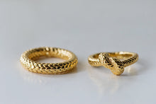 Load image into Gallery viewer, GOLD PLATED ROPE TEXTURED KNOT RING
