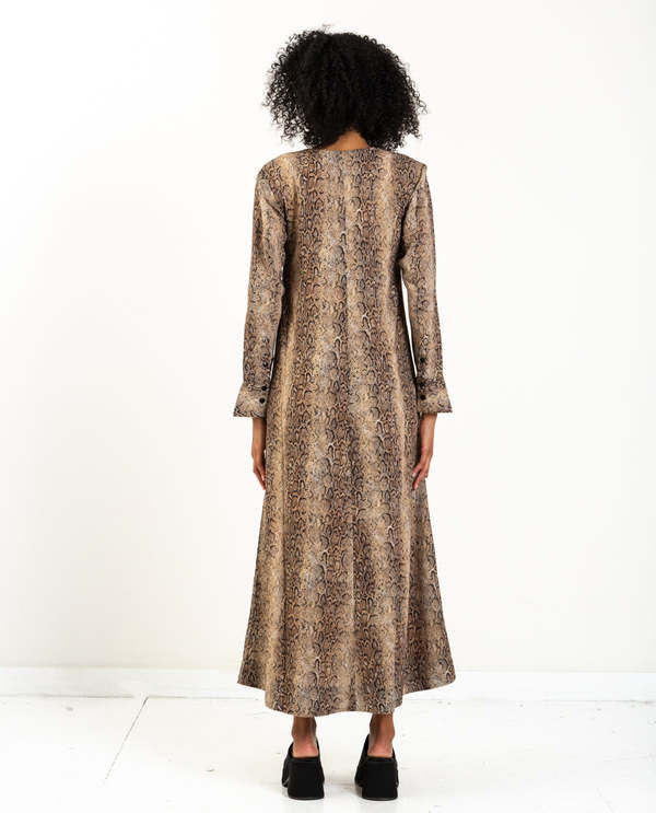ganni printed crepe maxi dress PRINTED LIGHT CREPE LONG SLEEVE MAXI DRESS – Maison Mara