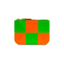 Load image into Gallery viewer, SMALL POUCH FLUO SQUARES ORANGE/GREEN
