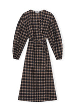 Load image into Gallery viewer, WRAP DRESS SEERSUCKER CHECK FOSSIL