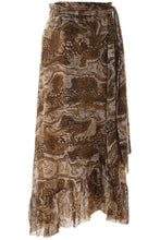 Load image into Gallery viewer, WRAP SKIRT PRINTED MESH TIGER'S EYE