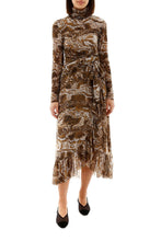 Load image into Gallery viewer, WRAP SKIRT PRINTED MESH TIGER'S EYE