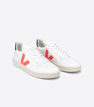 Load image into Gallery viewer, V-10 LEATHER WHITE ORANGE FLUO COBALT MEN