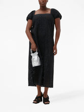 Load image into Gallery viewer, BRODERIE ANGLAISE MIDI DRESS BLACK
