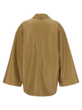 Load image into Gallery viewer, CLARICE KHAKI OKOBOR OVERSIZED POLO SHIRT WITH SIDE SLITS

