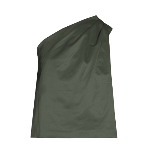 JULIE TOP SHINY COTTON DEEP DARK GREEN