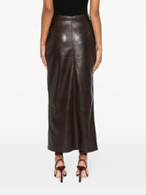 Load image into Gallery viewer, MARCHA COFFEE OKOBOR COLUMN MIDI WRAP SKIRT WITH FRONT DRAPE
