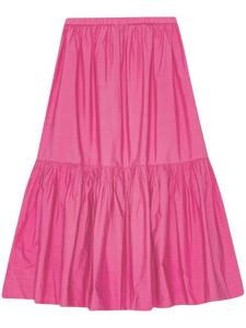 COTTON POPLIN LONG FLOUNCE SKIRT CONE FLOWER