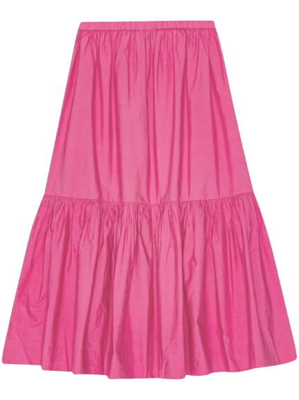 COTTON POPLIN LONG FLOUNCE SKIRT CONE FLOWER