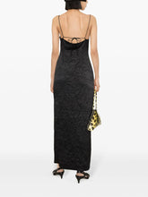 Load image into Gallery viewer, CRINKLED SATIN MIDI SLIP DRESS BLACK
