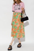 Load image into Gallery viewer, PRINTED LIGHT CREPE WRAP SKIRT ORANGE
