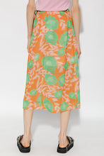 Load image into Gallery viewer, PRINTED LIGHT CREPE WRAP SKIRT ORANGE
