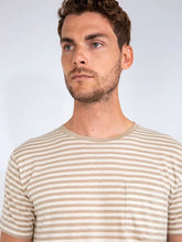 Load image into Gallery viewer, LINEN SHORT SLEEVE T-SHIRT FLAX/OFF WHITE
