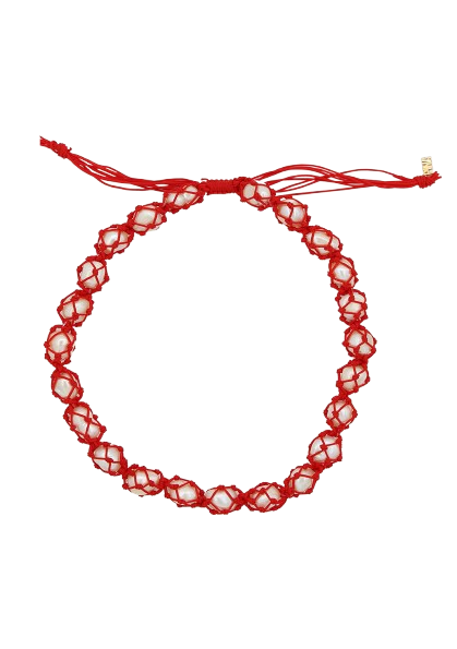 PEARL CROCHET NECKLACE / RED STRING BAROQUE PEARL