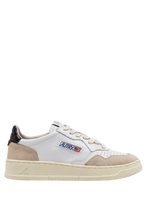 Load image into Gallery viewer, MEDALIST LOW SNEAKERS IN WHITE AND BLACK LEATHER AND BEIGE SUEDE UNISEX

