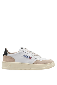 MEDALIST LOW SNEAKERS IN WHITE AND BLACK LEATHER AND BEIGE SUEDE UNISEX