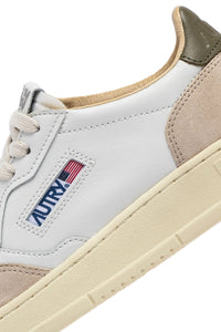 MEDALIST LOW LEATHER AND SUEDE WHITE & COVERT GREEN