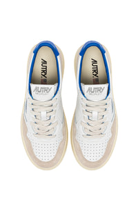 MEDALIST LOW SNEAKERS IN WHITE AND PALACE BLUE LEATHER AND SUEDE WITH LETTERING UNISEX