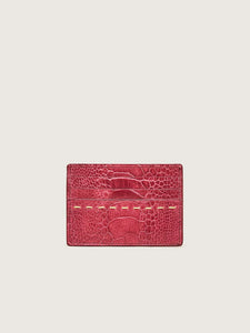 CARDHOLDER FLAME RED OSTRICH SHIN