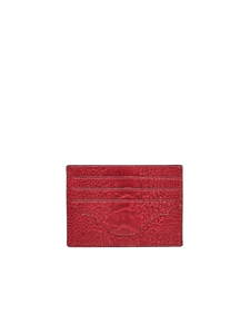 CARDHOLDER FLAME RED OSTRICH SHIN