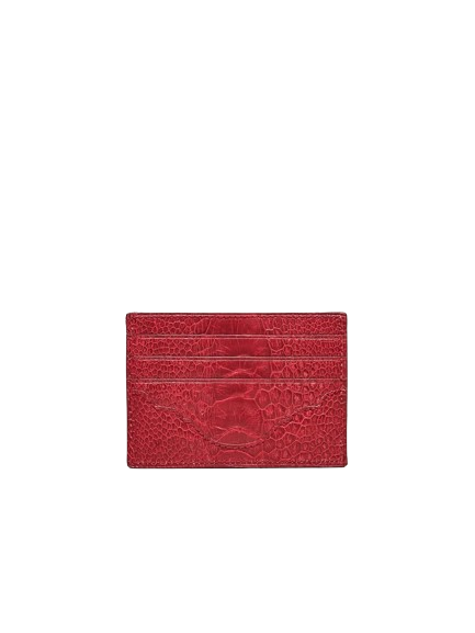 CARDHOLDER FLAME RED OSTRICH SHIN