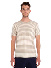Load image into Gallery viewer, LINEN SHORT SLEEVE T-SHIRT FLAX/OFF WHITE
