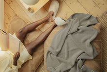 Load image into Gallery viewer, COTTON KNIT THROW - DARK DENIM &amp; ECRU
