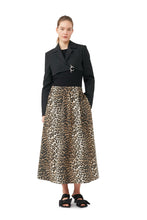 Load image into Gallery viewer, PRINTED COTTON ELASTICATED MAXI SKIRT BIG LEOPARD ALMOND
