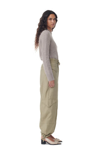 LIGHT SLUB HIGH WAISTED POCKET PANTS ALOE