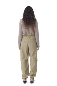 LIGHT SLUB HIGH WAISTED POCKET PANTS ALOE