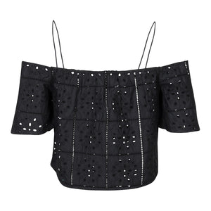 BRODERIE ANGLAISE TOP BLACK