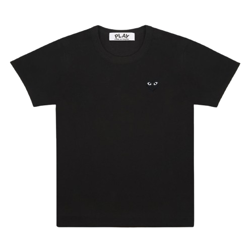 BLACK T-SHIRT WITH BLACK EMBROIDERED HEART