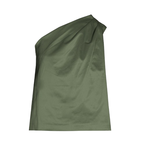 JULIE TOP SHINY COTTON KHAKI GREEN