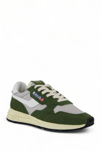 REELWIND LOW SNEAKERS IN GREEN AND WHITE NYLON AND SUEDE