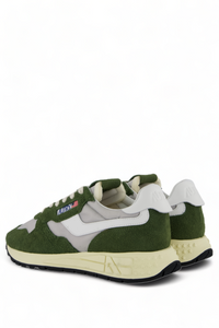 REELWIND LOW SNEAKERS IN GREEN AND WHITE NYLON AND SUEDE