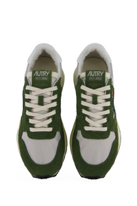 REELWIND LOW SNEAKERS IN GREEN AND WHITE NYLON AND SUEDE