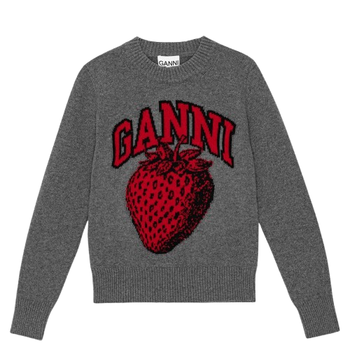 GRAPHIC O-NECK PULL OVER STRAWBERRY FROST GREY