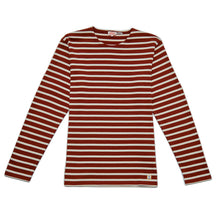 Load image into Gallery viewer, LONG SLEEVE STRIPED BRETON T-SHIRT SEQUOIA BROWN/OFF WHITE
