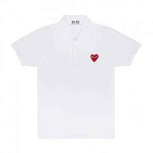 WHITE POLO WITH EMBROIDERED HEART