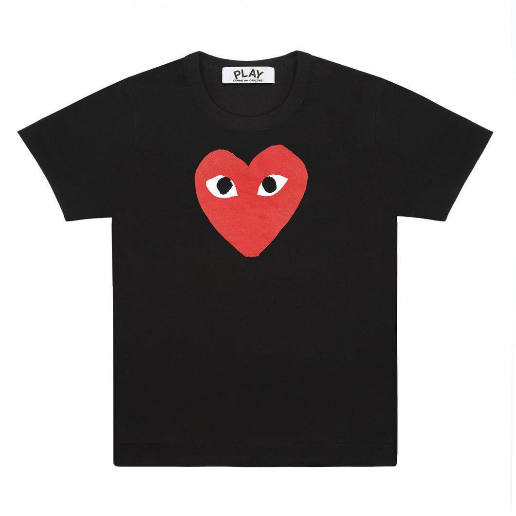 BLACK T-SHIRT WITH RED PRINTED HEART