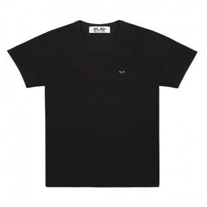 BLACK T-SHIRT WITH BLACK EMBROIDERED HEART