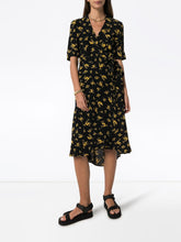 Load image into Gallery viewer, WRAP DRESS PRINTED CREPE BLACK/GOLD
