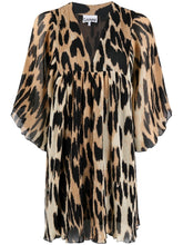 Load image into Gallery viewer, OVERSIZED MINI DRESS PLEATED GEROGETTE MAXI LEOPARD
