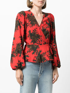 WRAP BLOUSE HIGH RISK RED