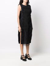 Load image into Gallery viewer, FRINGE SLEEVELESS TWO LAYER DRESS JACQUARD ORGANZA BLACK
