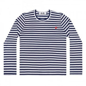 LONG SLEEVE STRIPED T-SHIRT WITH MINI EMBROIDERED RED HEART
