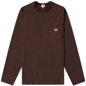 HERITAGE T-SHIRT LONG SLEEVE  WITH POCKET CACAO MEN