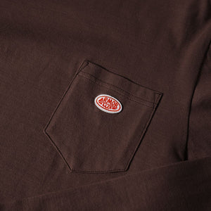 HERITAGE T-SHIRT LONG SLEEVE  WITH POCKET CACAO MEN