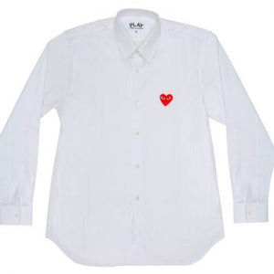 WHITE SHIRT WITH RED EMBROIDERED RED HEART