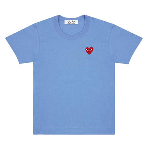 SKY BLUE T-SHIRT WITH EMBROIDERED RED HEART